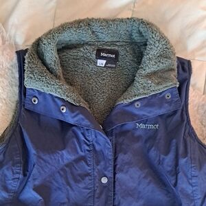 Marmot Navy Vest with Plush Collar